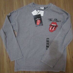 ZARA Gray Rolling Stones Graphic Long sleeve Crewneck Top Tshirt Sz 11-12